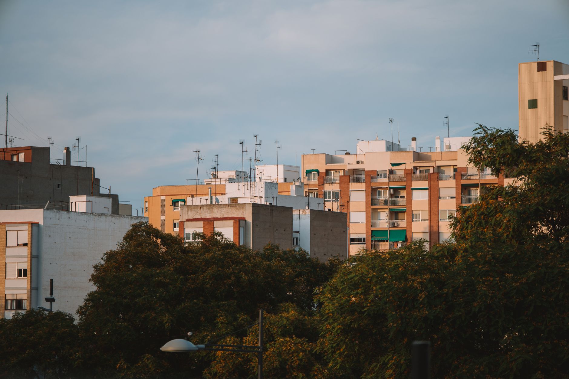 Cityscape featuring residential buildings in Valencia, Spain during the day.